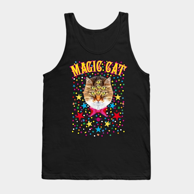 50 Magic Cat seven Eyes Confetti Stars Portrait Tank Top by Margarita7